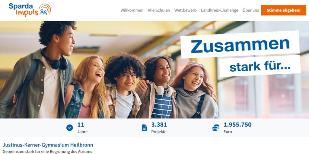 Titelbild unserer Seite beim Sparda Impuls Wettbewerb 2025.