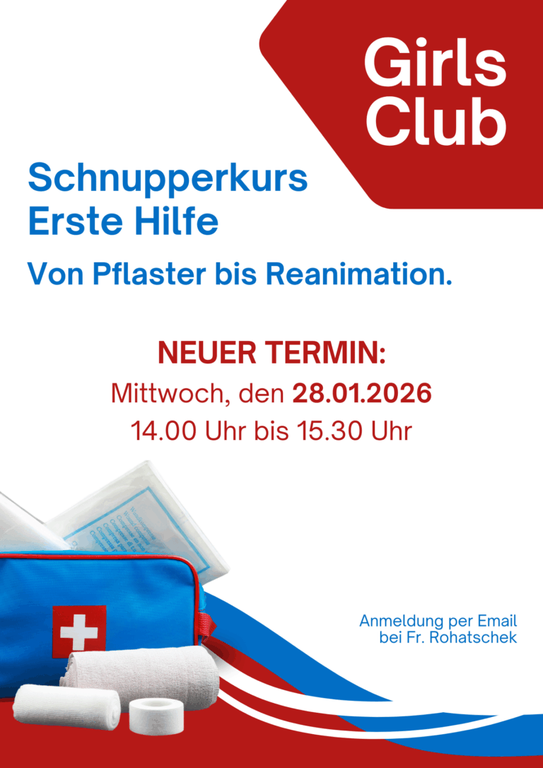 Flyer für den Schnupperkurs "Erste Hilfe" am 28.01.2026