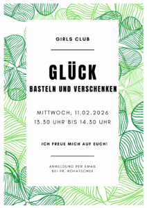 Plakat des Girls Club: Glück Basteln und verschenken