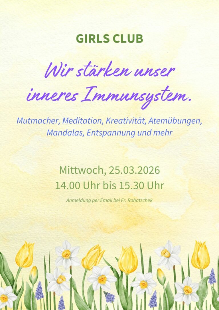Plakat des Girls Club zu einer Veranstaltung zur Stärkung der eigenen Resilienz