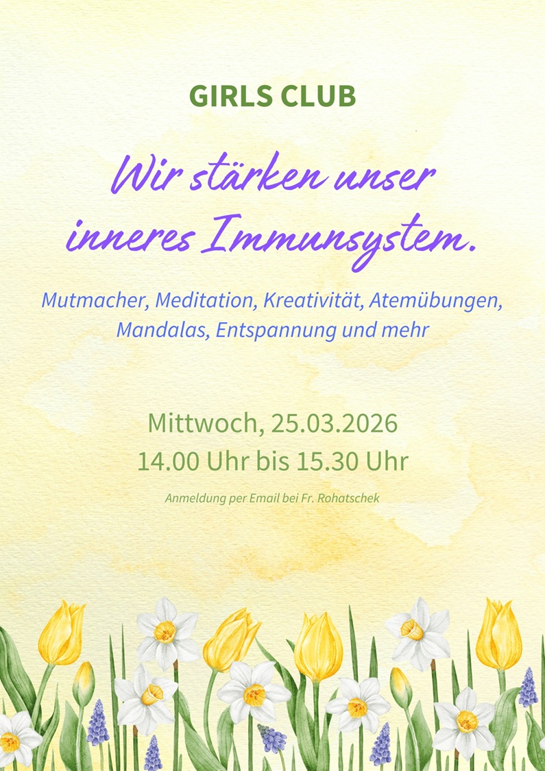 Plakat des Girls Club zu einer Veranstaltung zur Stärkung der eigenen Resilienz